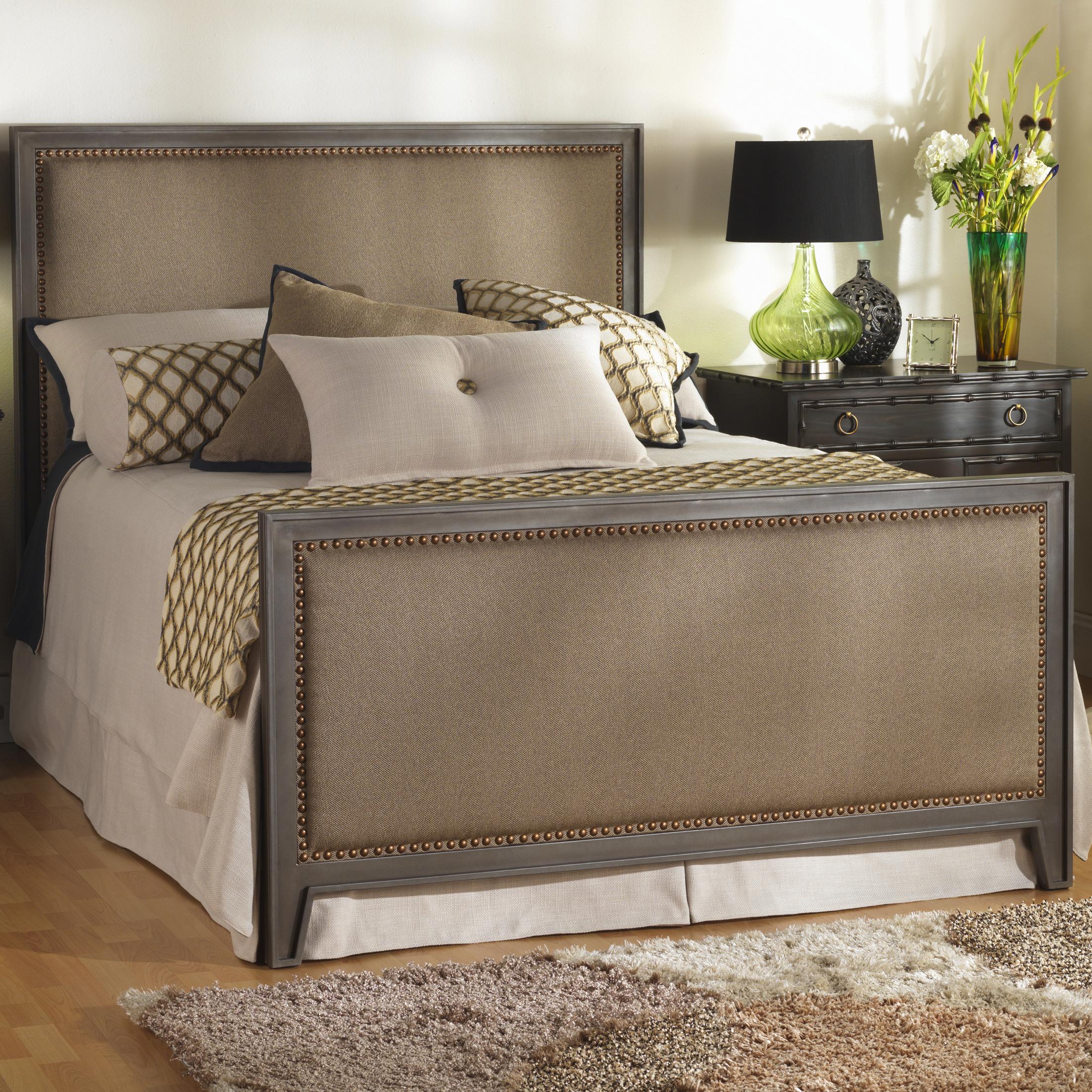 Wesley Allen Iron Beds King Avery Iron Bed with Upholstered Panels and